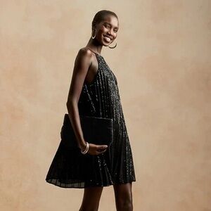 Banana Republic Pleated Sequin Mini Dress